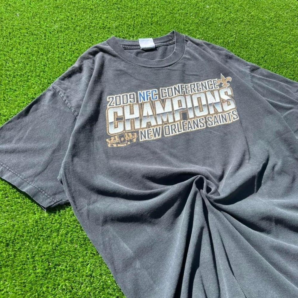 Vintage 2009 New Orleans Saints NFC Conference Champions y2k 2000s black T-shirt